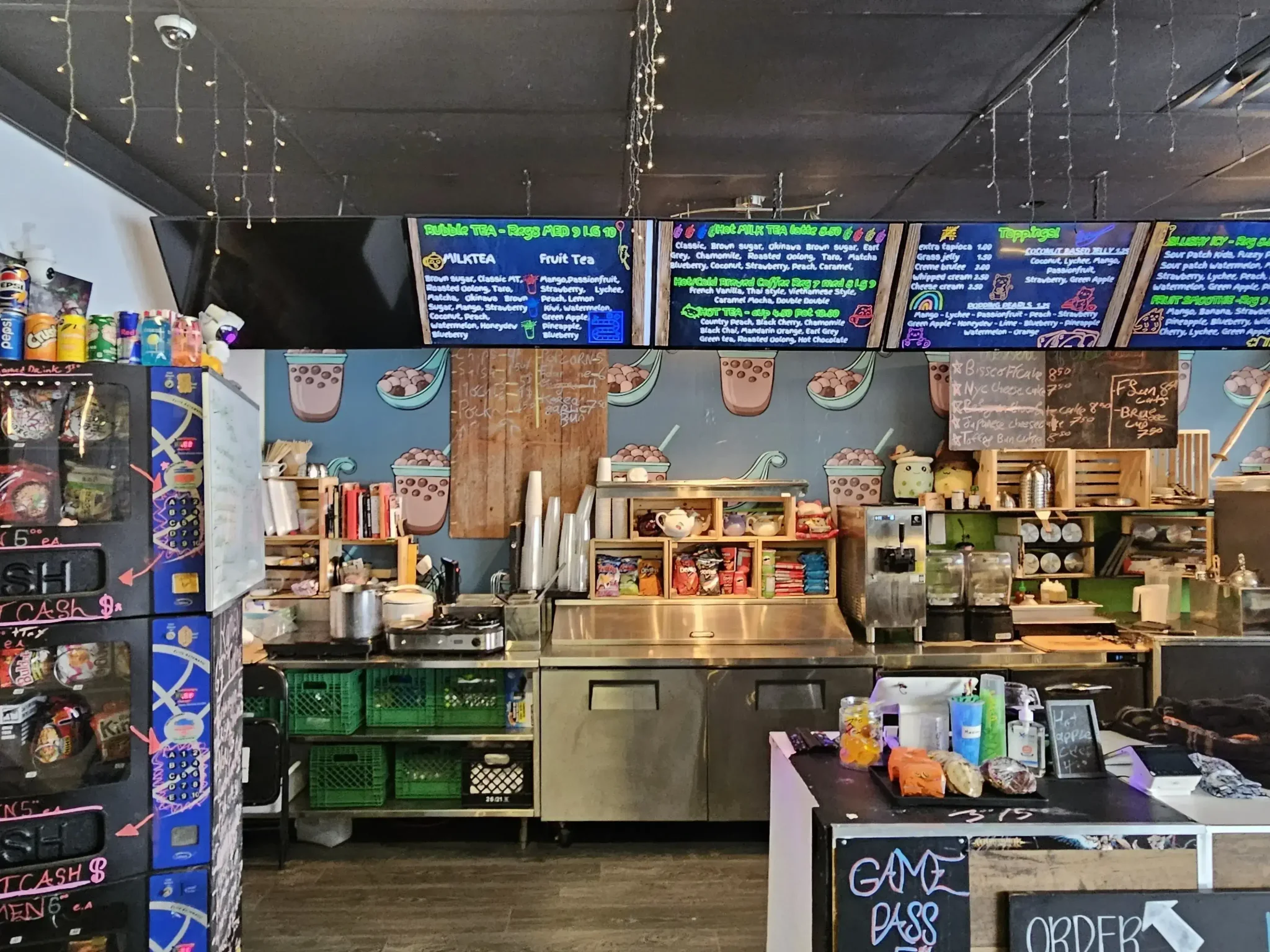 Inside Hangout Cafe with a warm, inviting atmosphere